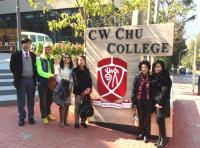 Three Chu Scholars, Ms Isabella Chan, Ms May Wong and Mrs Emily Chan visiting the College